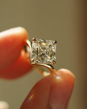 3 CT East West Asscher Cut Moissanite Engagement Ring